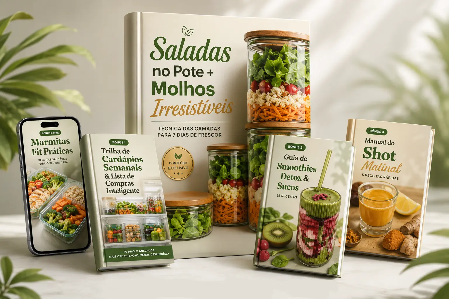 Combo Completo: Livro Saladas no Pote + 4 Bônus Exclusivos